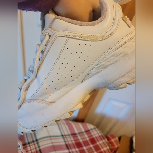 Fila 5.5 women's leather sneaker White gold & pink trim - Picture 9 of 11